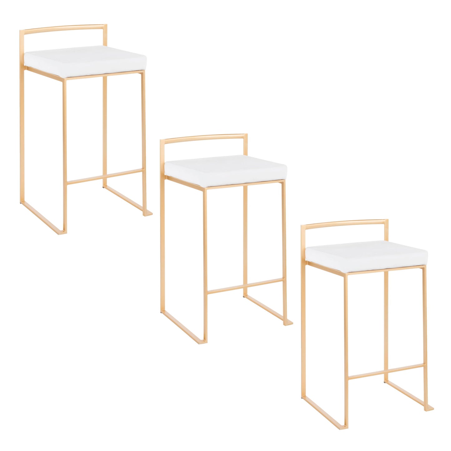 Taburete de bar Fuji de diseño contemporáneo y glamuroso (juego de 2)