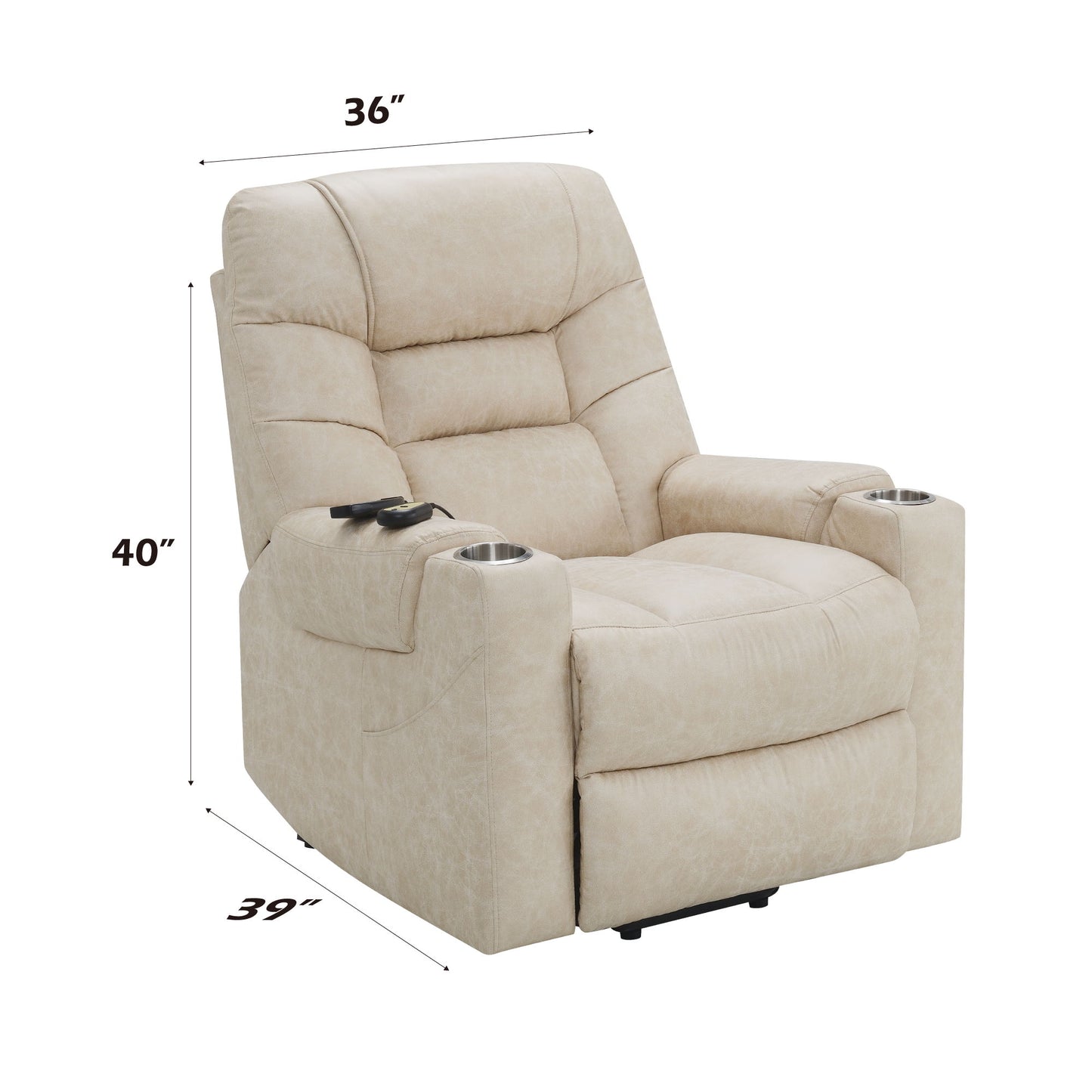 Nairi - Sillón reclinable de cuero Aire Power Motion con función de masaje, calefacción y elevación - Marfil