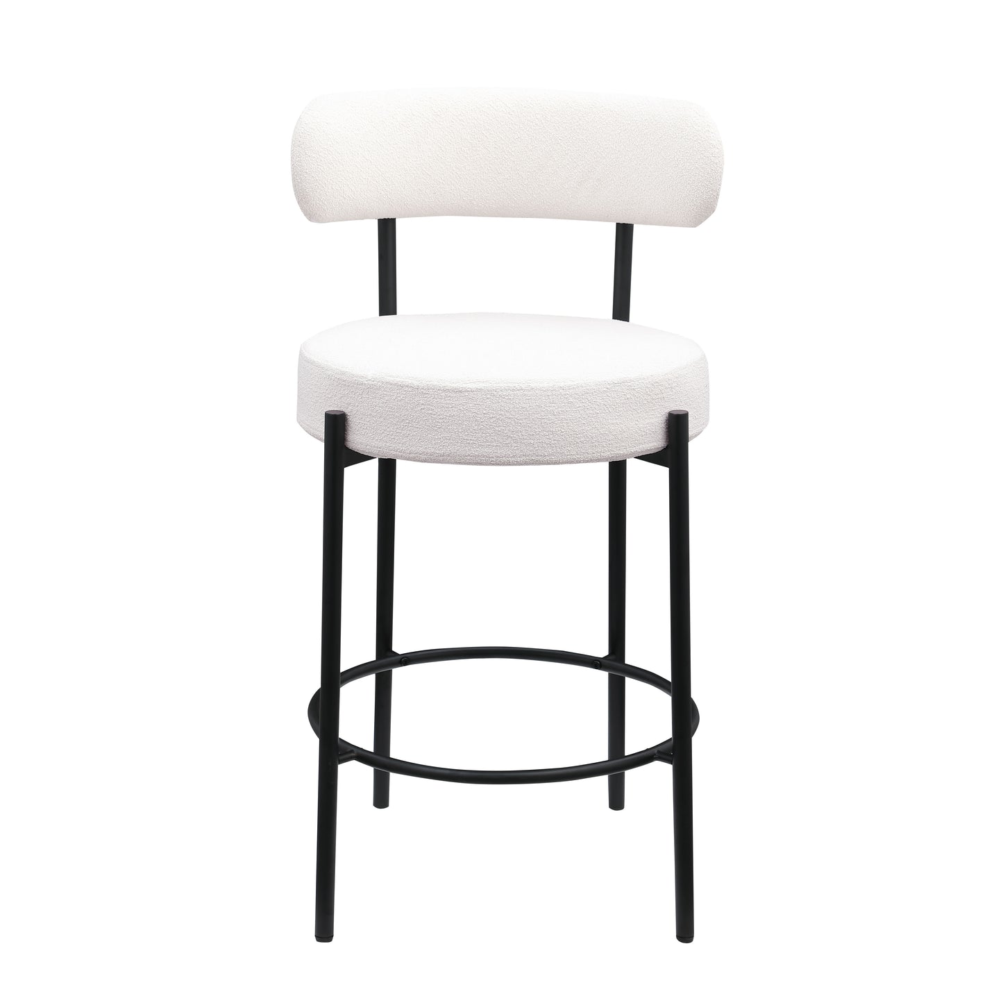 Taburetes altos de barra Sherpa modernos, con asiento tapizado y patas de latón cepillado, taburetes de cocina redondos de respaldo bajo con reposapiés para comedor (juego de 2)