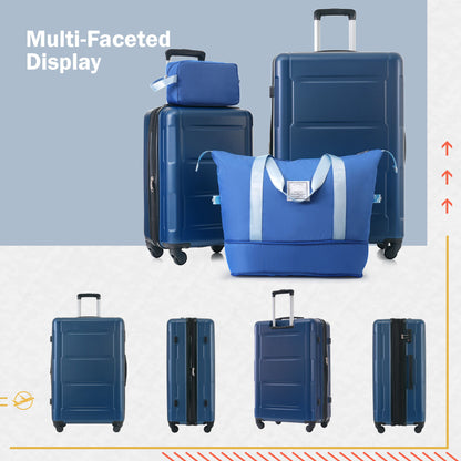 Juego de 2 maletas con ruedas giratorias extensibles, maleta ligera de ABS con cerradura TSA de 20"/24"