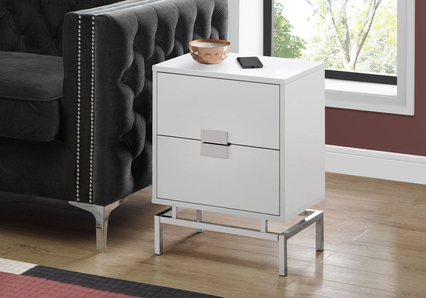 Mesa auxiliar con cajón de almacenamiento, diseño moderno