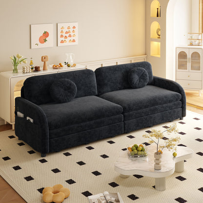 Upholstered Pull Out Couch With Side Pocket & USB Port