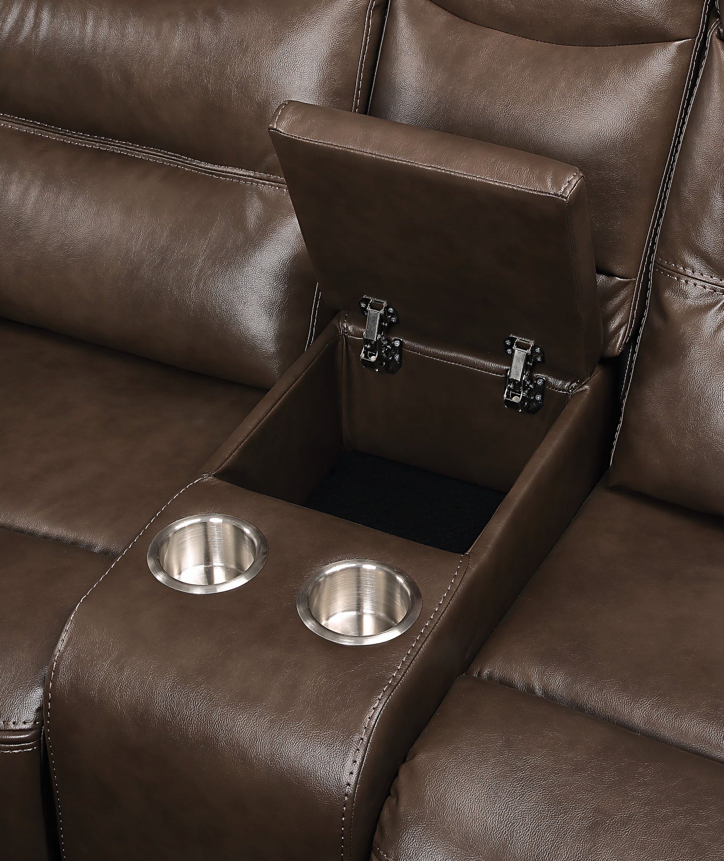 Aashi - Loveseat reclinable de cuero y gel - Marrón