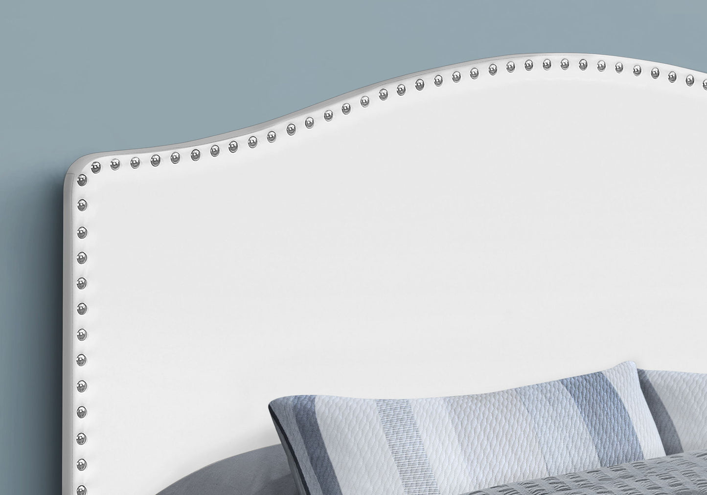 Cabecera de cama tamaño queen, tapizada, estilo transicional, color blanco
