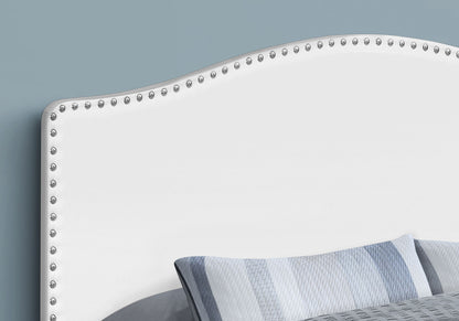 Cabecera de cama tamaño queen, tapizada, estilo transicional, color blanco
