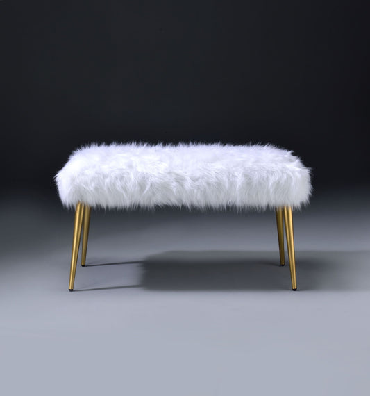 Bagley II - Banco de piel sintética - Blanco/Dorado