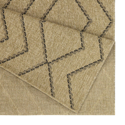 Alfombra de polipropileno para interior y exterior, color yute y negro.