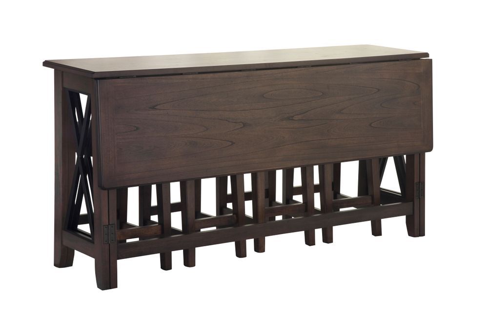 Mesa abatible con 4 taburetes - Marrón oscuro