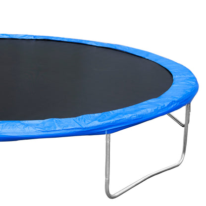 Trampolín de 4,2 m para adultos y niños con aro de baloncesto. Trampolines de exterior con escalera y red de seguridad para niños y adultos (azul).