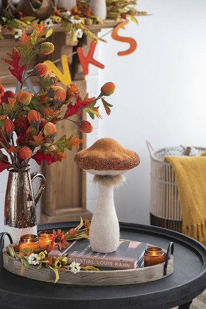 Adorno navideño de hongo, ideal para la fiesta de la cosecha, el festival de otoño y la decoración de mesa de Acción de Gracias (juego de 2) - Beige/Naranja