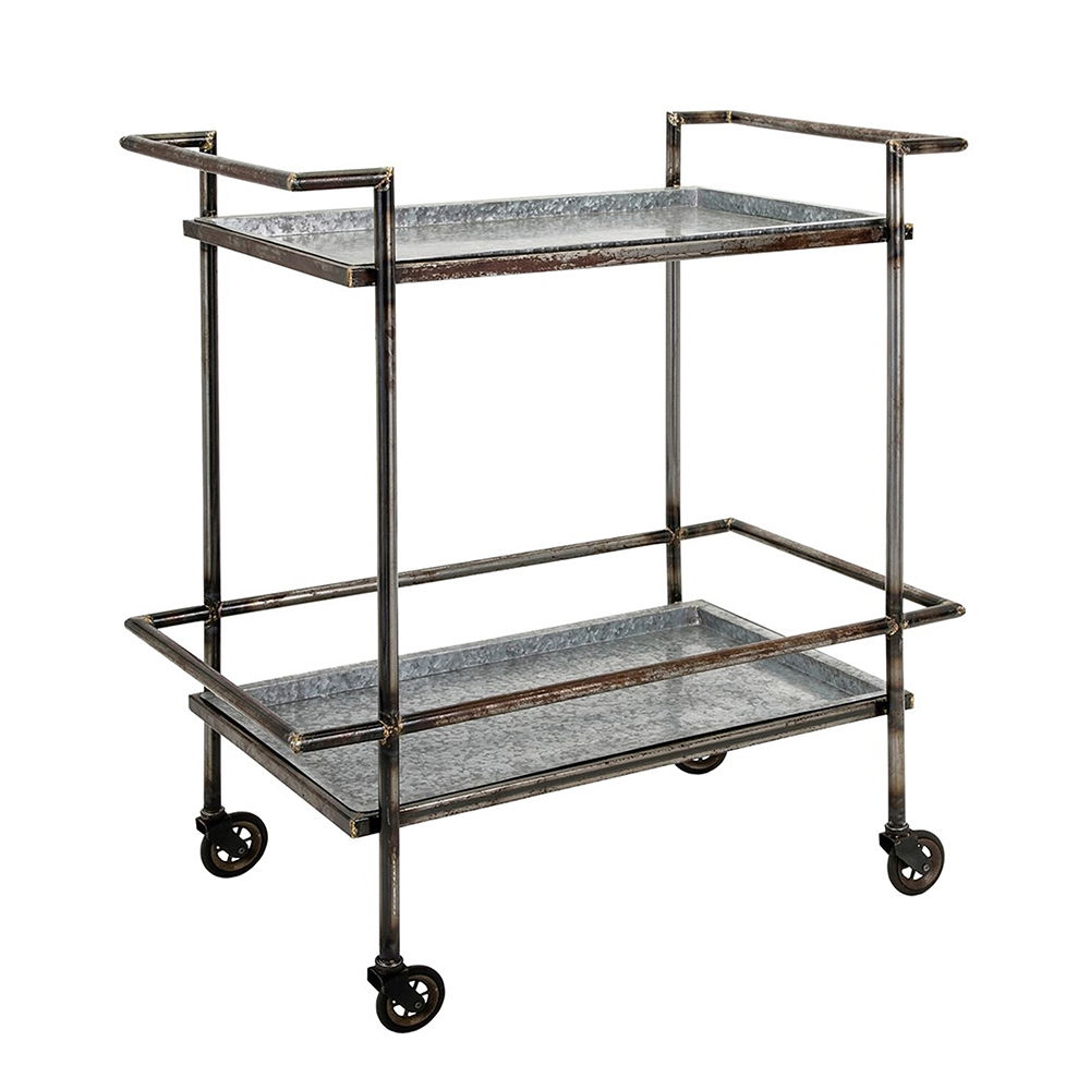Carrito de bar Percy de metal galvanizado - Gris