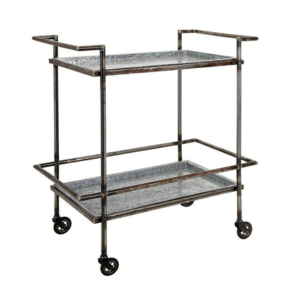 Carrito de bar Percy de metal galvanizado - Gris