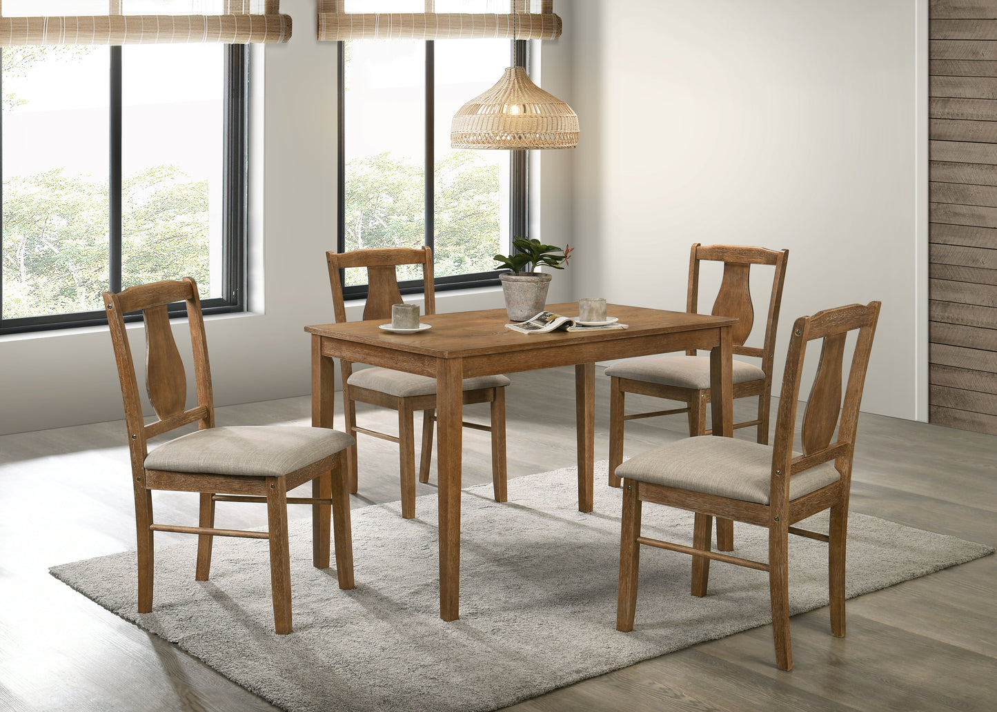 Kayee - Juego de comedor de 5 piezas - Roble desgastado