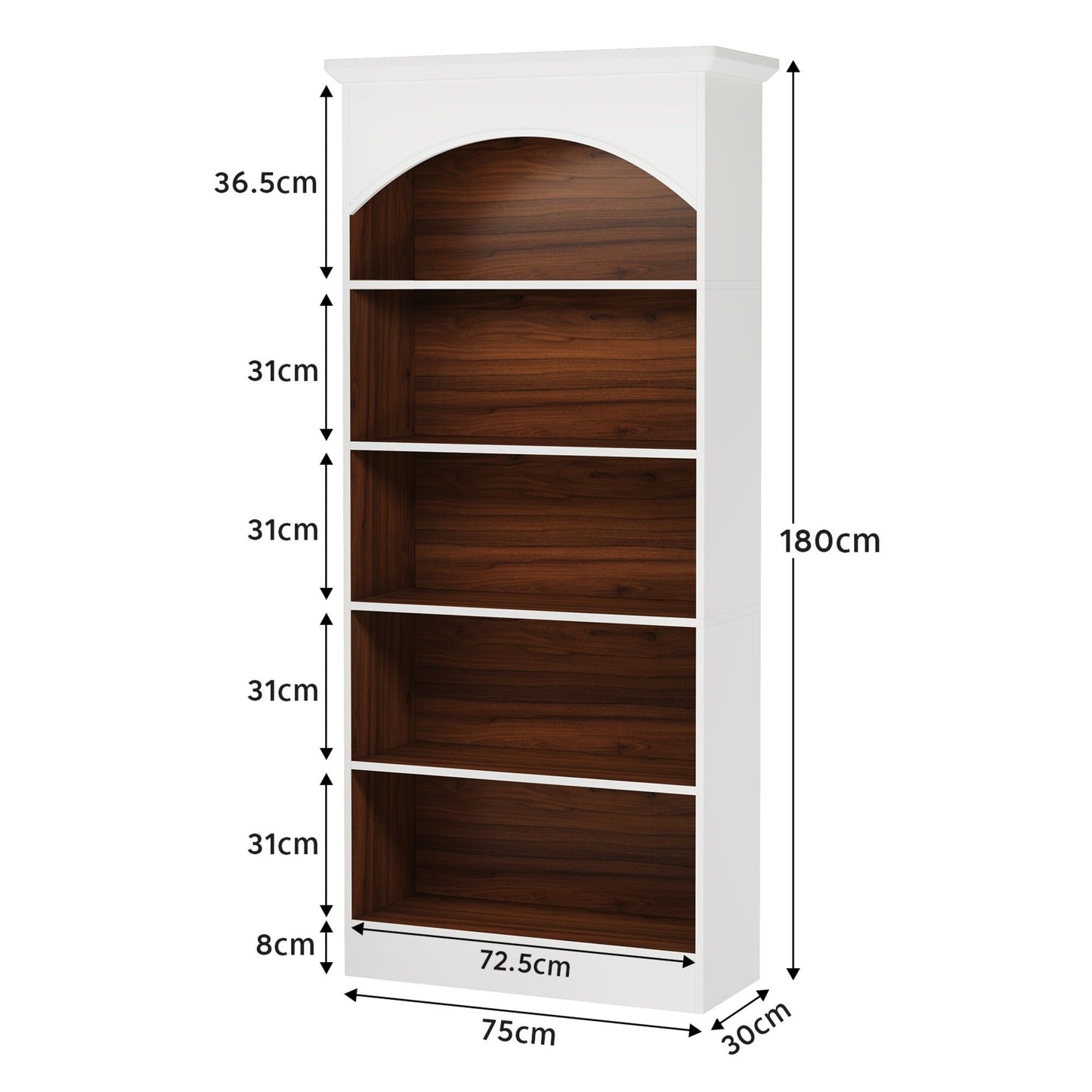 5 Tier Library Bookcase For Living Room