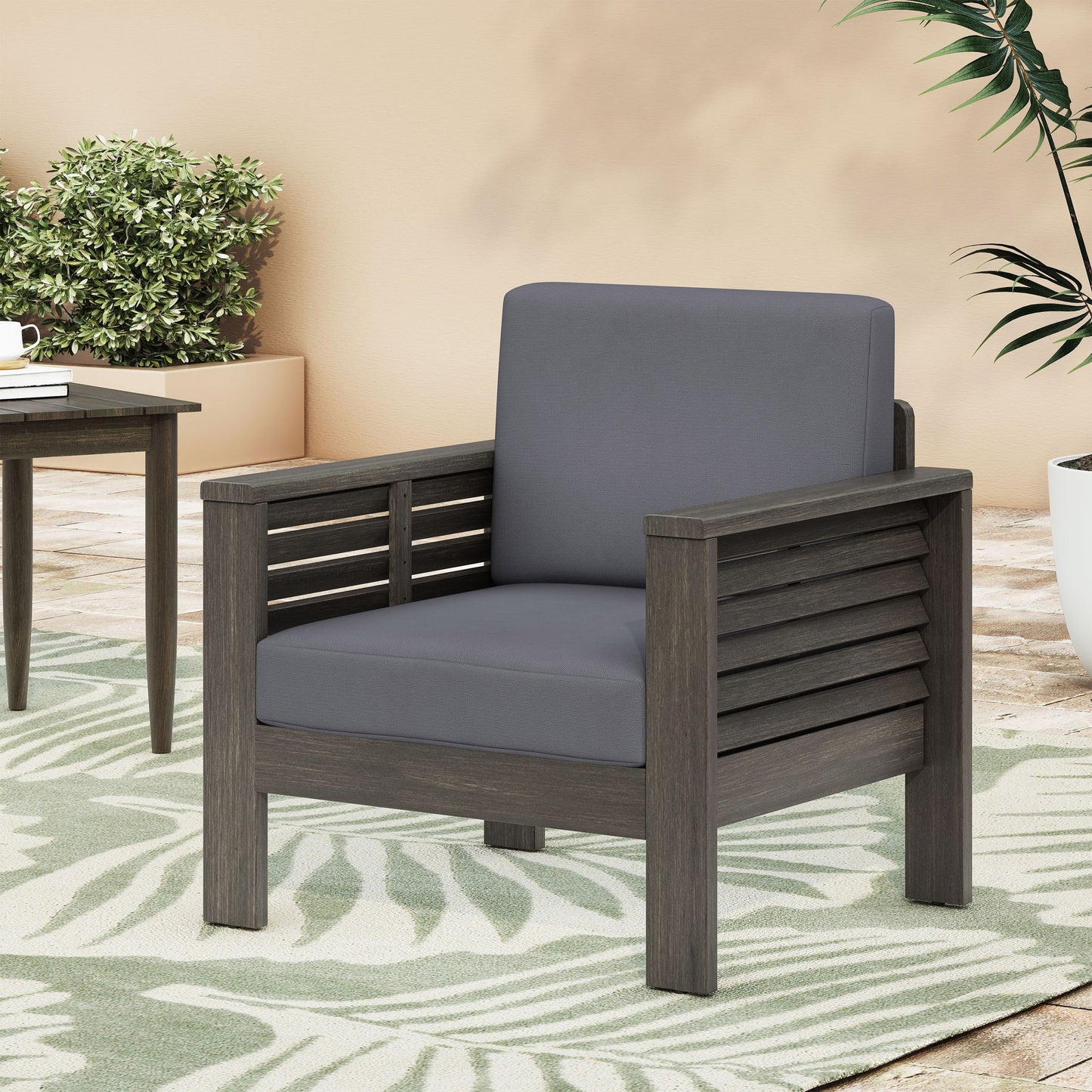 Slat Design Club Chairs With Cushions