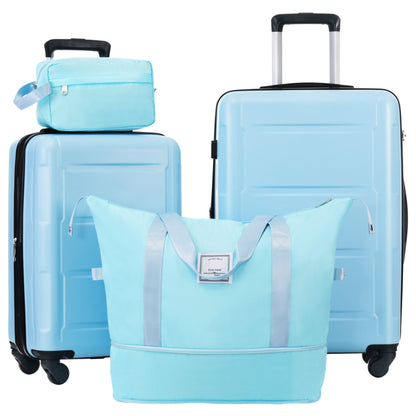 Juego de 2 maletas con ruedas giratorias extensibles, maleta ligera de ABS con cerradura TSA de 20"/24"