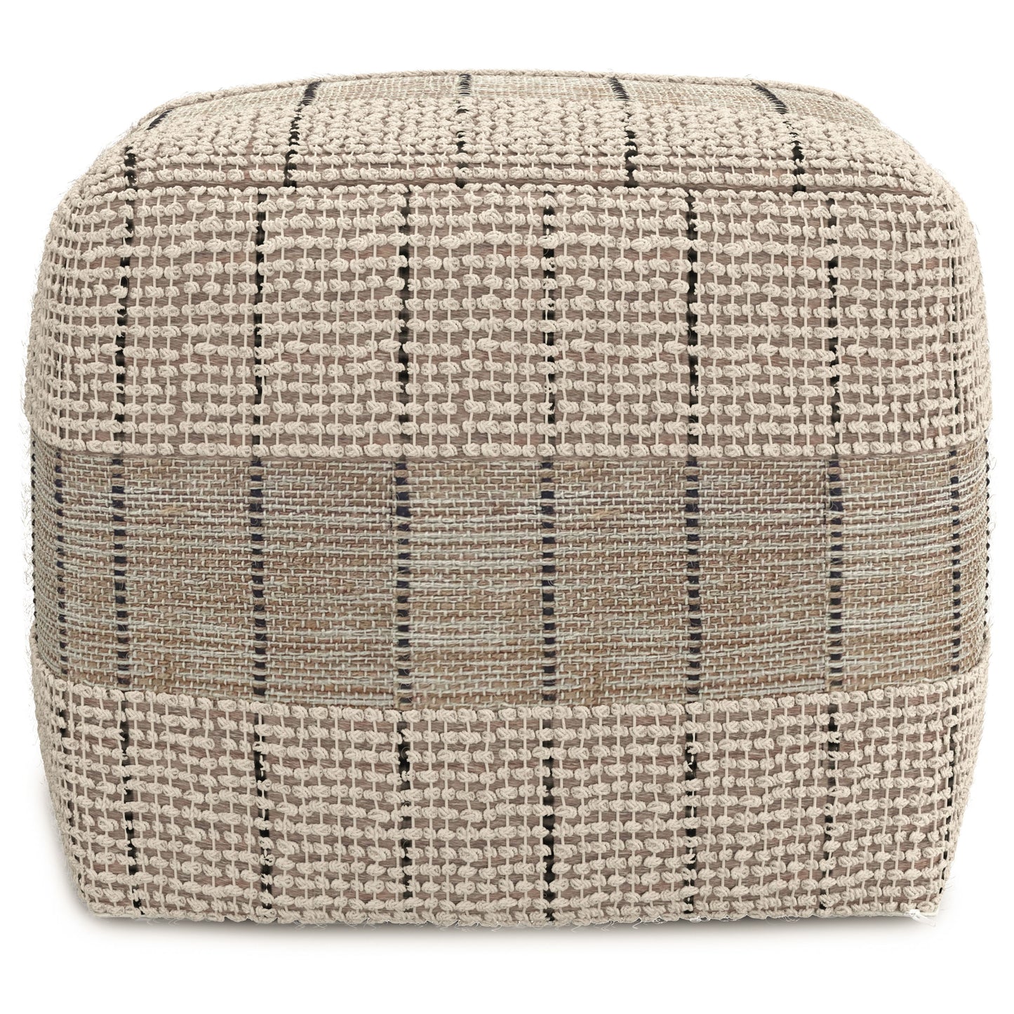 Elmer - Puf cuadrado tejido - Natural/Gris