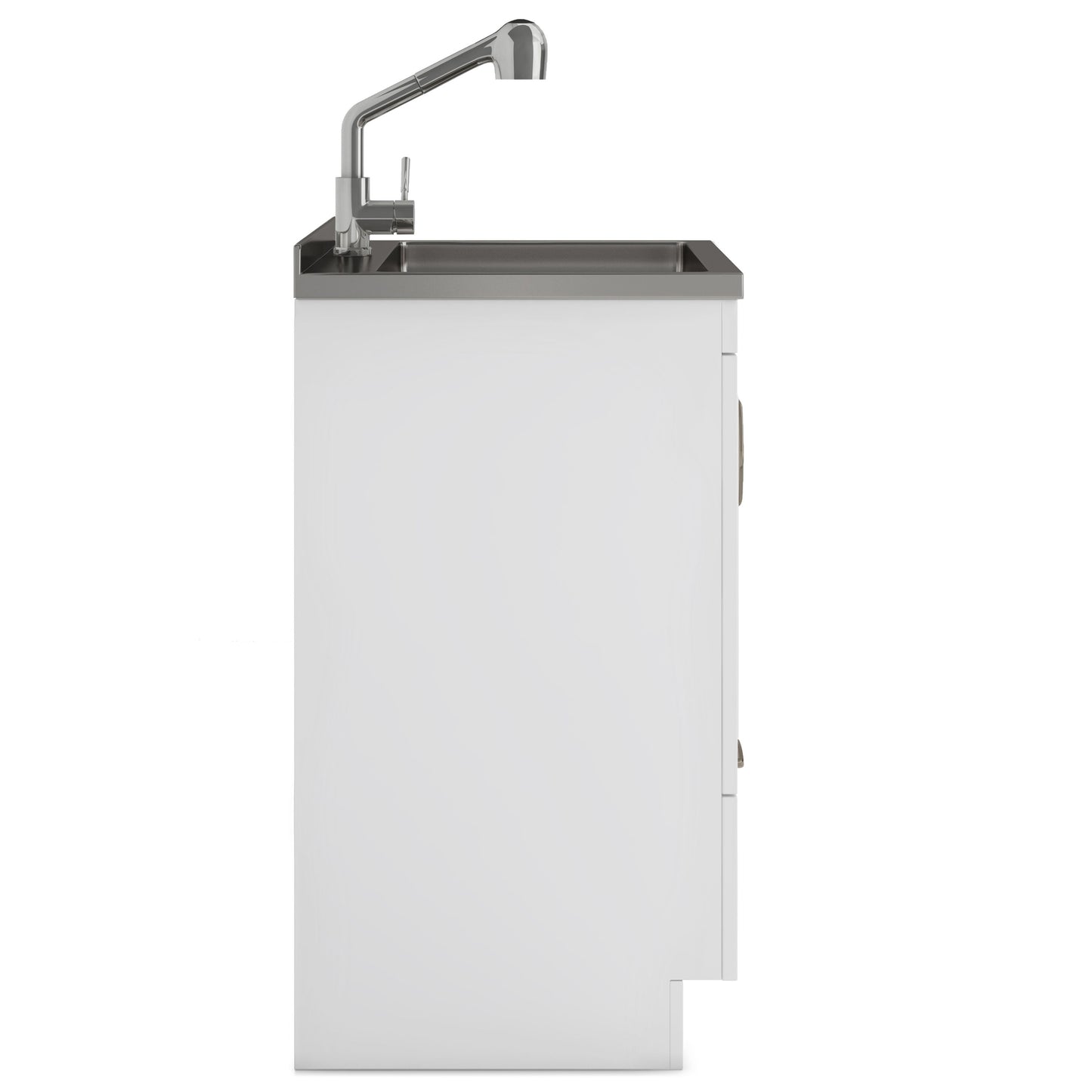 Cardinal - Mueble de lavandería con grifo y fregadero de acero inoxidable - Blanco