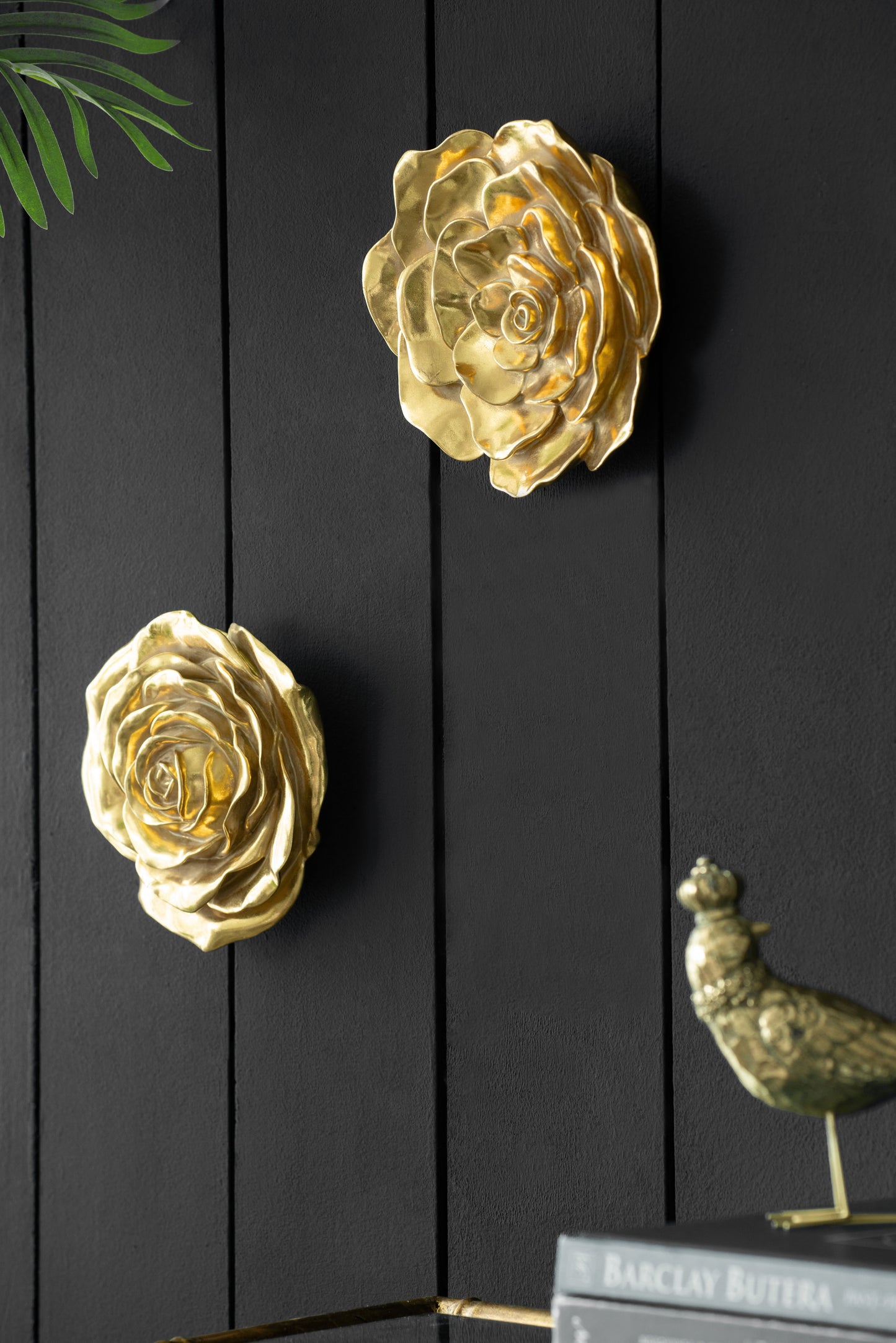 Rosas colgantes de pared (juego de 2) - Dorado