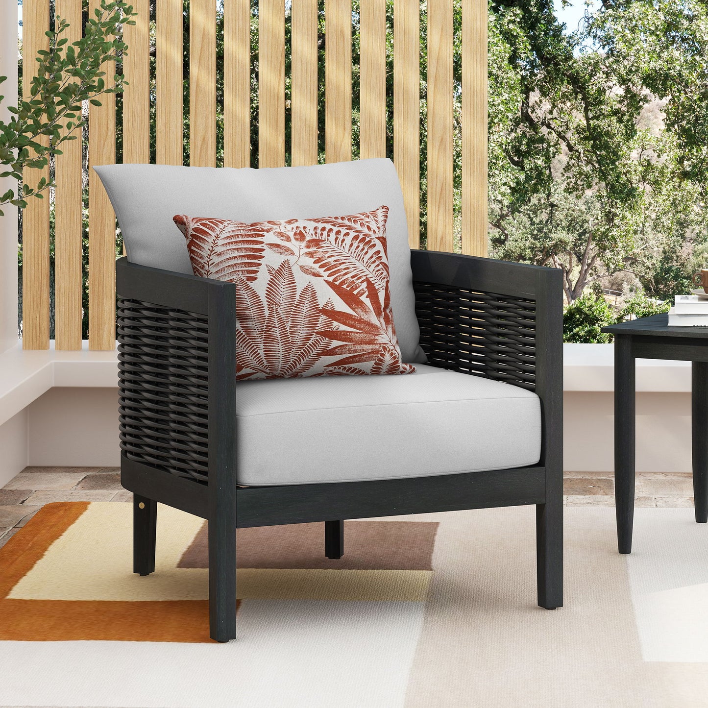 Outdoor Acacia Wood Club Chairs With Cushions