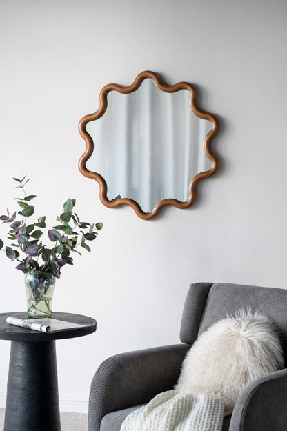 Espejo de madera con marco único, espejo de pared para sala de estar, dormitorio y entrada - Marrón