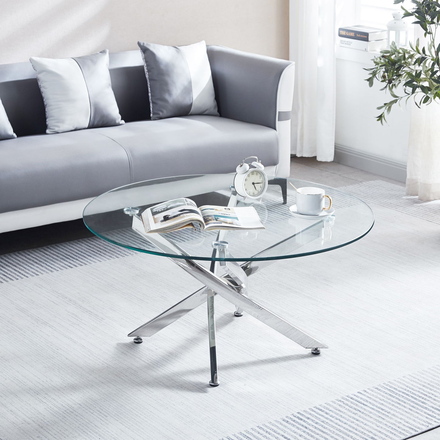 Modern Round Tempered Glass Table With Legs