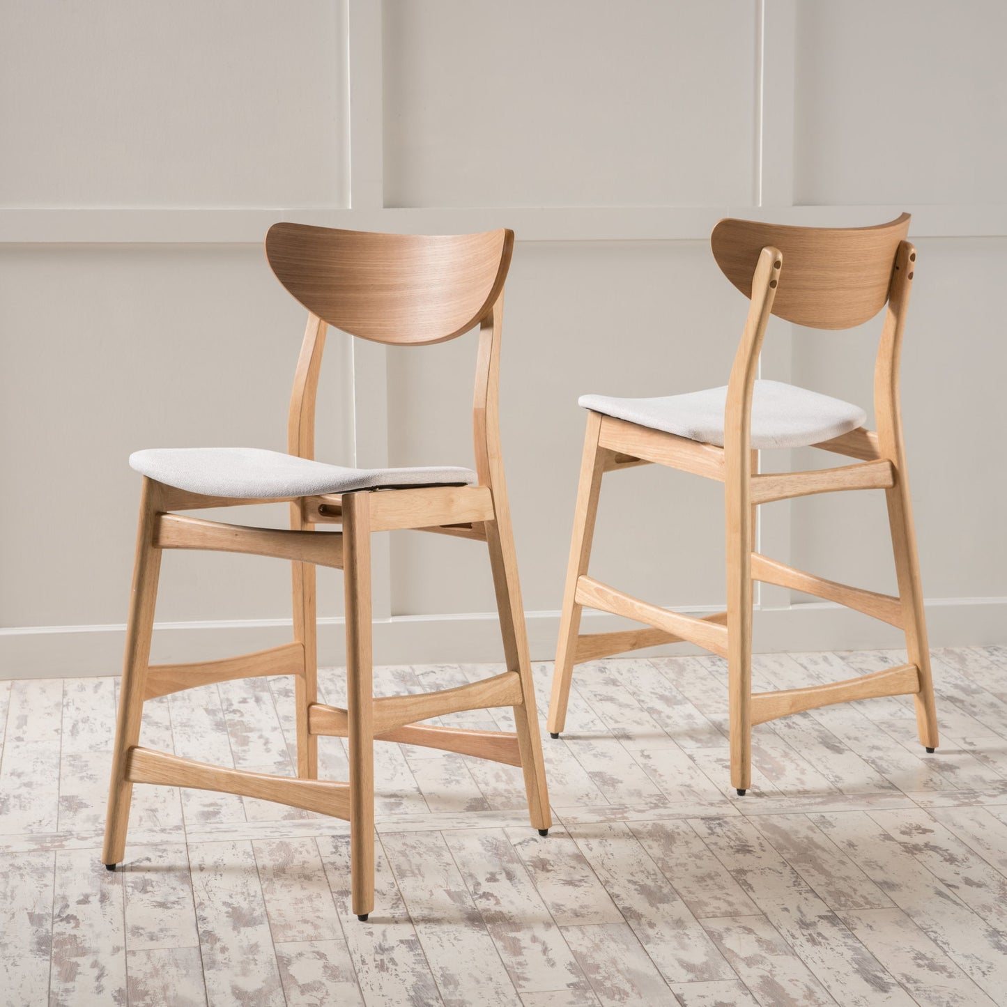 Retro Modern Counter Height Chair Set With Cushioned Seats