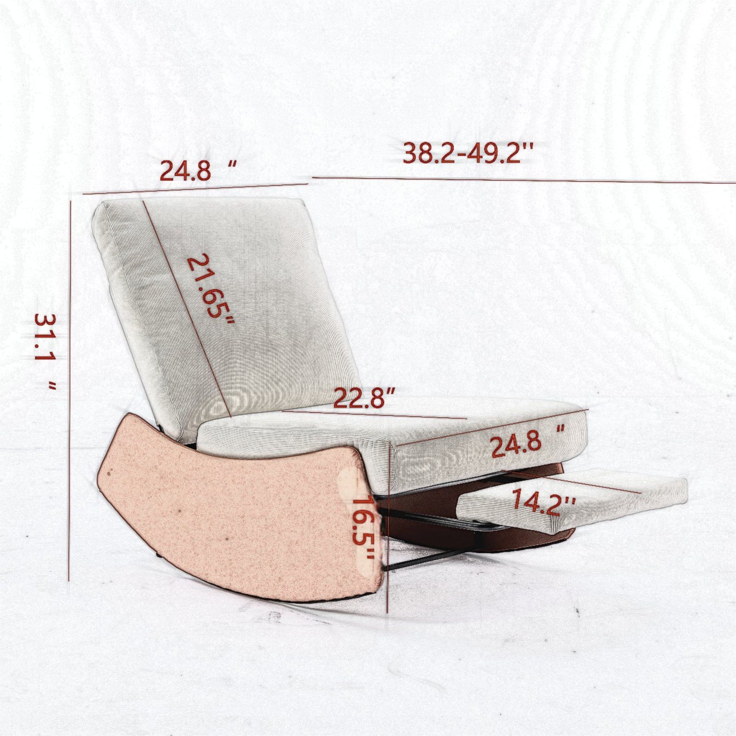 Mecedora moderna reclinable, cómoda mecedora para guardería con reposapiés, sillón de lectura con acento, sillón tapizado para relajarse y descansar, mecedora suave y acolchada para sala de estar y dormitorio.