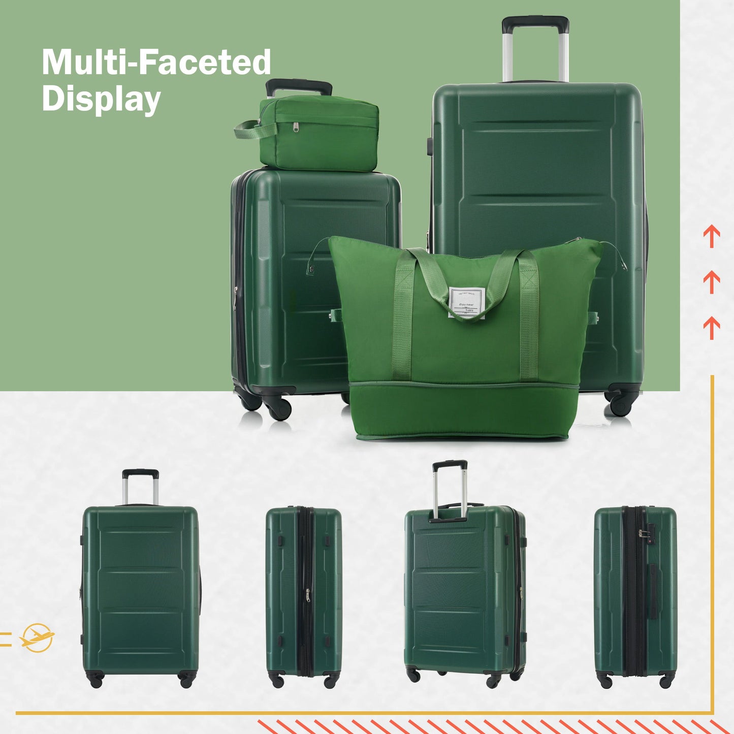 Juego de 2 maletas con ruedas giratorias extensibles, maleta ligera de ABS con cerradura TSA de 20"/24"