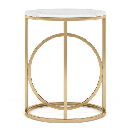 Round End Table - White / Gold