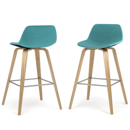 Randolph - Taburete de bar/mostrador de madera curvada (juego de 2) - Azul