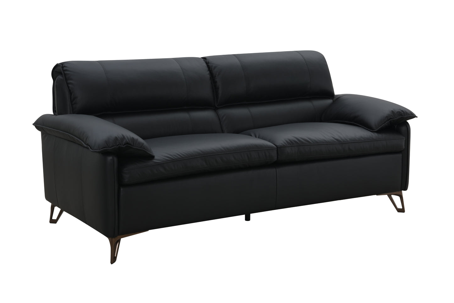 Eilene - Loveseat de cuero de grano superior - Negro