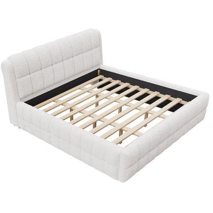 Upholstered Platform Bed With Stitching Details