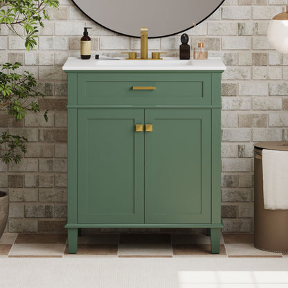 Mueble de baño con lavabo de cerámica, puerta de cierre suave y estantes ajustables