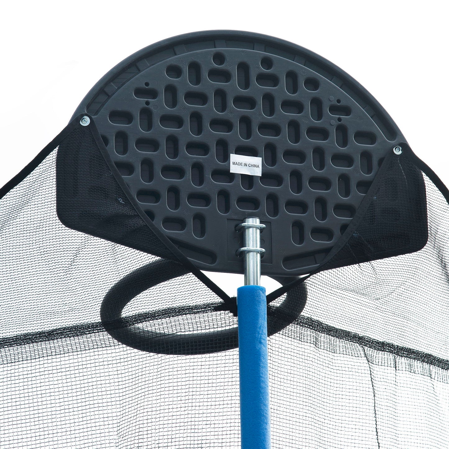 Trampolín de 4,2 m para adultos y niños con aro de baloncesto. Trampolines de exterior con escalera y red de seguridad para niños y adultos (azul).