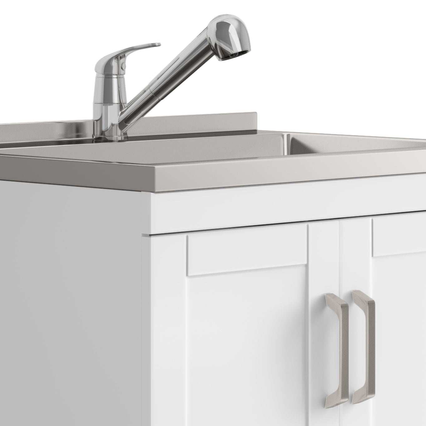 Kyle - Mueble de lavandería, grifo y fregadero de acero inoxidable