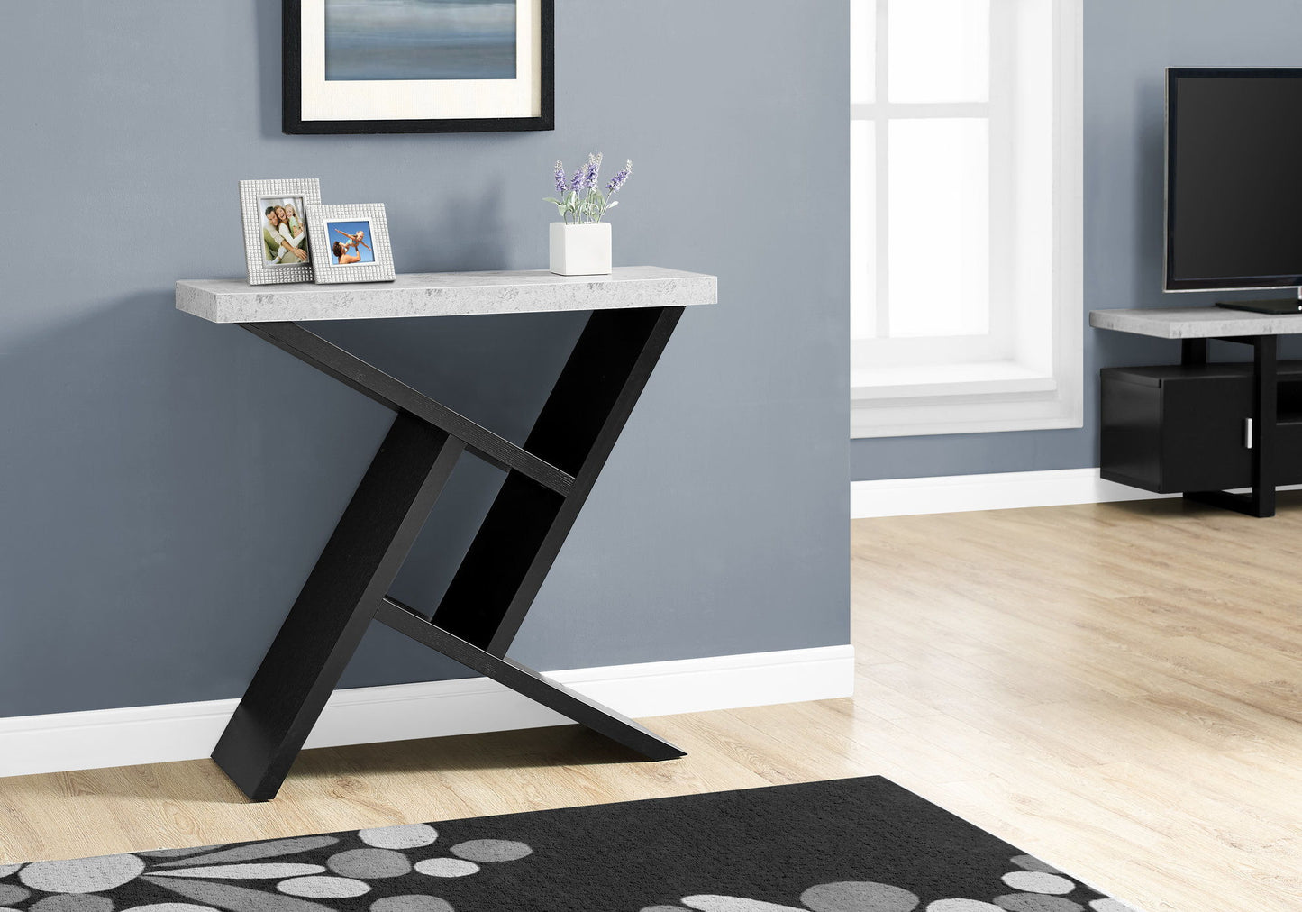Mesa consola decorativa para entrada, amplia superficie, contemporánea y moderna.
