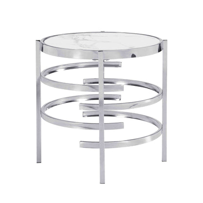 Elegante mesa auxiliar Pandora de piedra sinterizada, mesa de centro pequeña para sala de estar