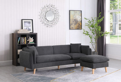 Brayden - Sofá seccional de tela tipo chaise longue