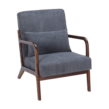 Accent Chair With Pillow And Wood Frame
