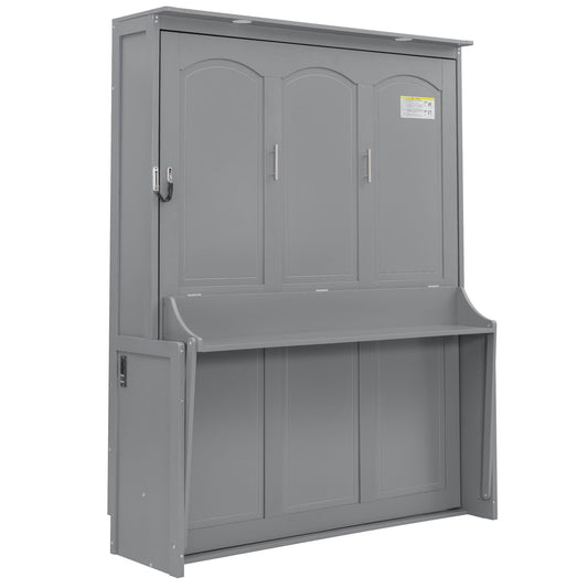 Murphy Bed With Desk, LED Lights & USB Charging Station