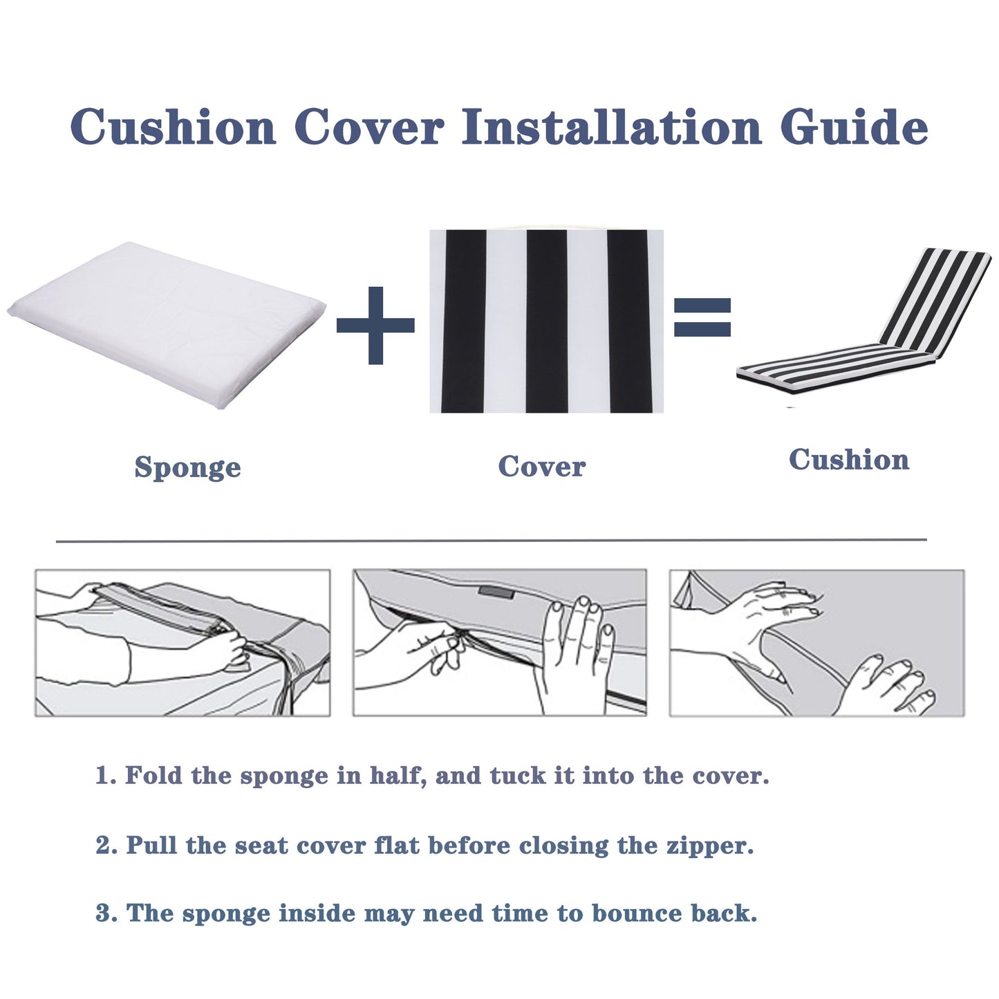 Outdoor Lounge Chair Cushion Replacement Patio Funiture Seat Cushion Chaise Lounge Cushion