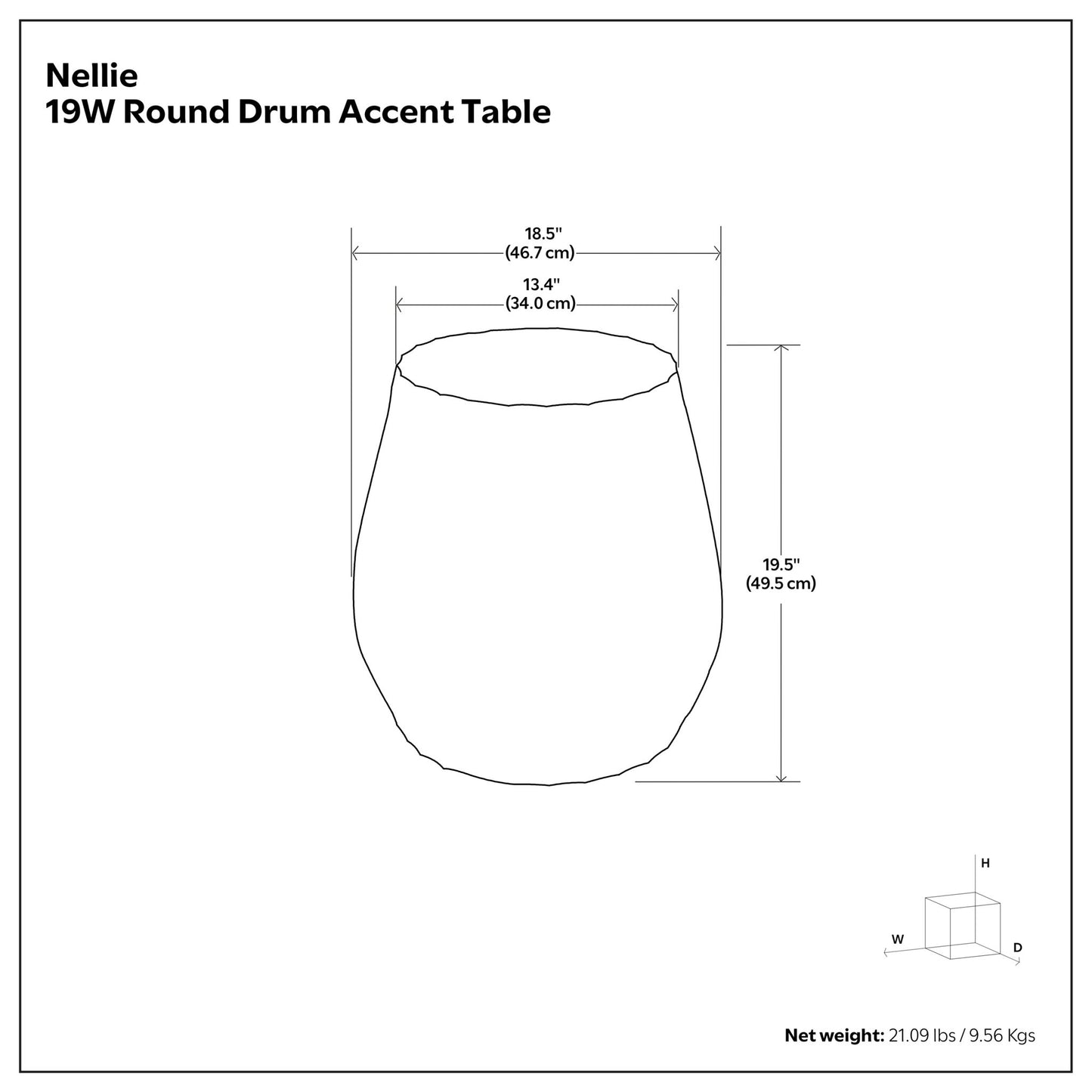 Nellie - Mesa auxiliar de aluminio fundido - Negra