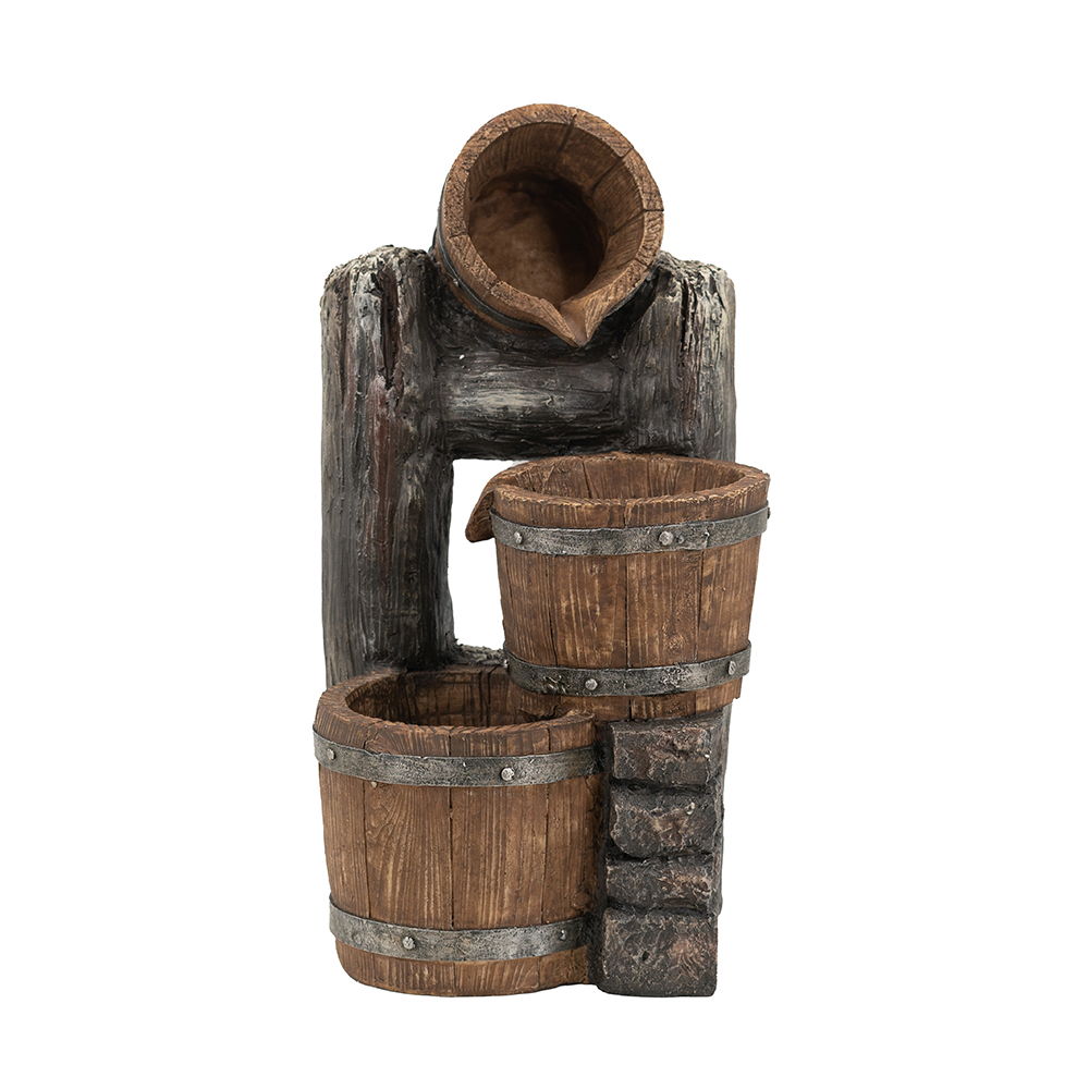 Fuente decorativa de tres niveles con luces y bomba - Marrón