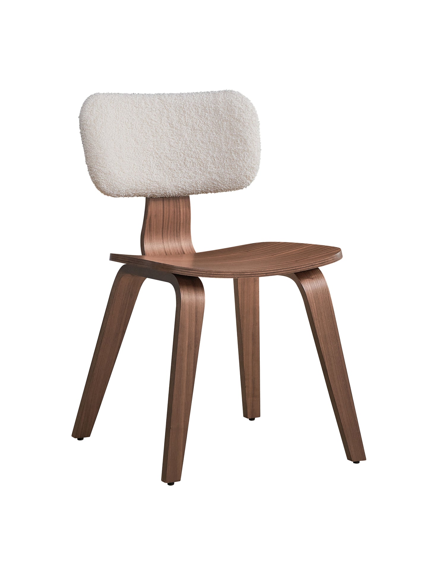 Casson - Silla auxiliar Boucle 7 de nogal (juego de 2) - Blanco/Nogal