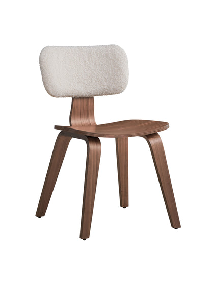 Casson - Silla auxiliar Boucle 7 de nogal (juego de 2) - Blanco/Nogal