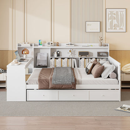 Daybed With 3 Drawers USB Ports And Desk