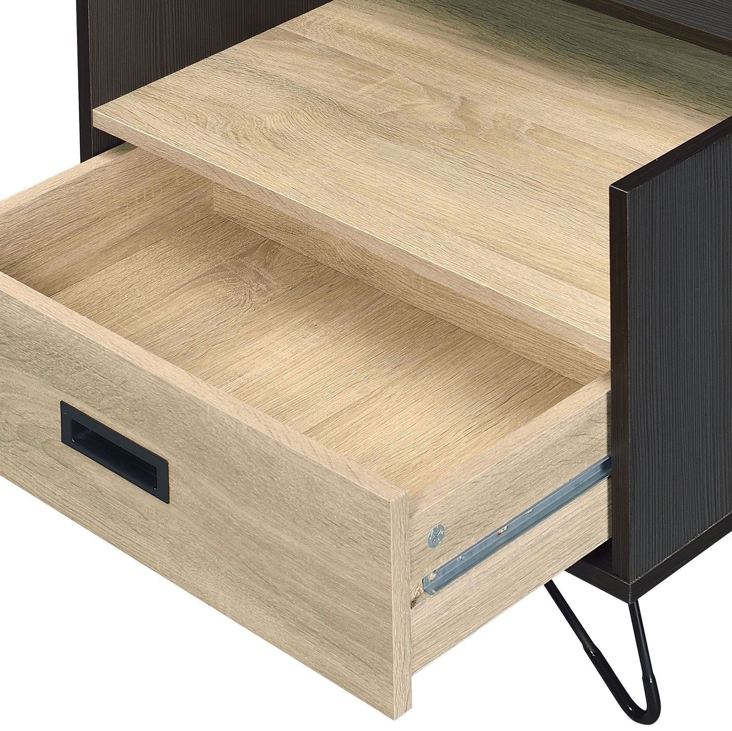 Melkree - Mesa auxiliar con función de exhibición y utilidad - Roble/Negro