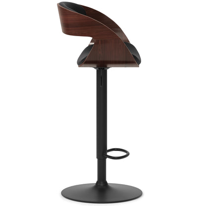 Archer - Taburete de bar giratorio ajustable de madera curvada - Negro