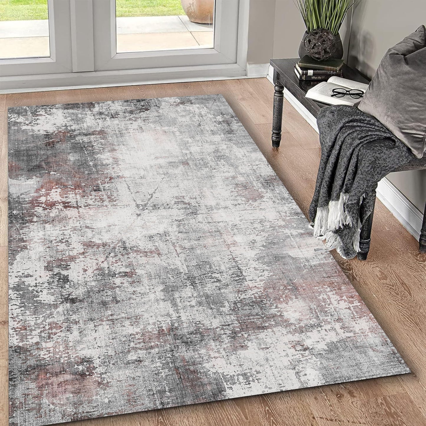 Alfombra antideslizante lavable Toucan - Marfil/Gris oscuro
